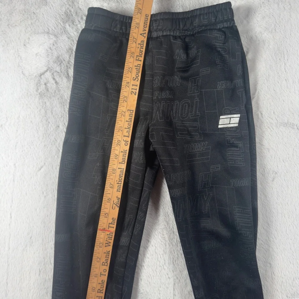Tommy Hilfiger Boys Black All Over‎ Logo Jogger Sweatpants Size 7 Kids